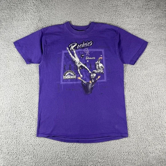 Vintage Colorado Rockies T-Shirt Mens XL Purple 90s MLB Baseball USA - Picture 1 of 10